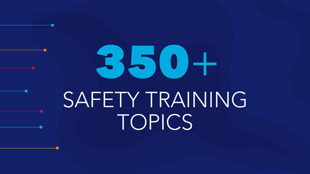 dark blue background with text that reads "250+ Safety Training Topics"